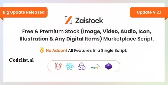 Zaistock v2.1 – Free & Premium Stock Photo, Video, Audio, Icon Illustration Script
